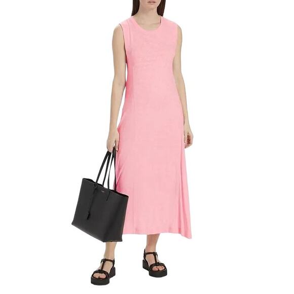 ATM Anthony Thomas Melillo Slub Sleeveless Swing Midi Dress Ballet Pink  medium - Picture 1 of 4
